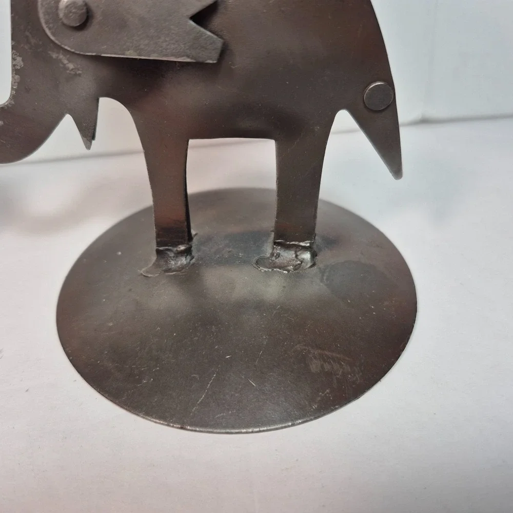 Lot of 2 Vintage Pier 1 Rustic Metal Elephant Candle Holders 5.5